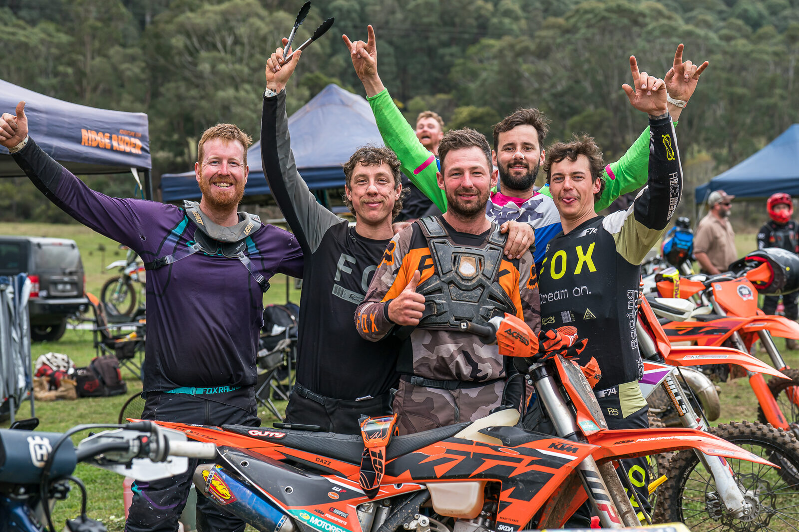 Riders celebrating